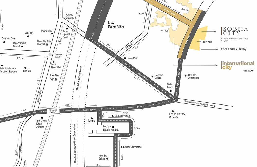 sobha city gurgaon 108 location map