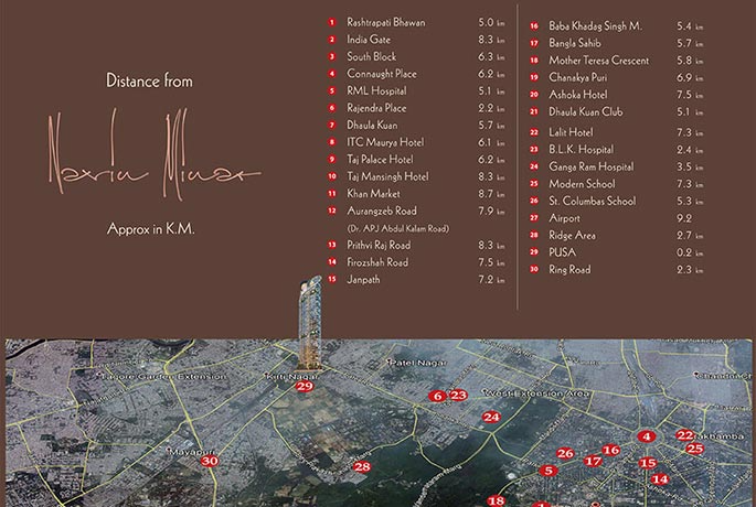 The Leela Sky Villas Delhi Location Map