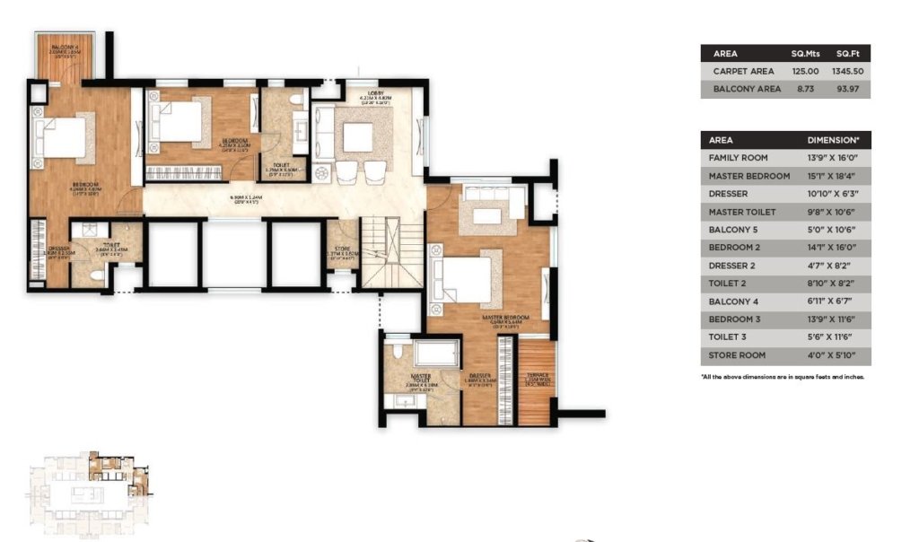 Mahindra Luminare Floor Plan 4BHK