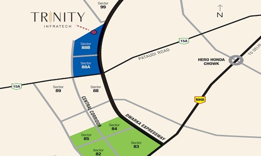 Trinity Sector 88B Gurgaon Location map